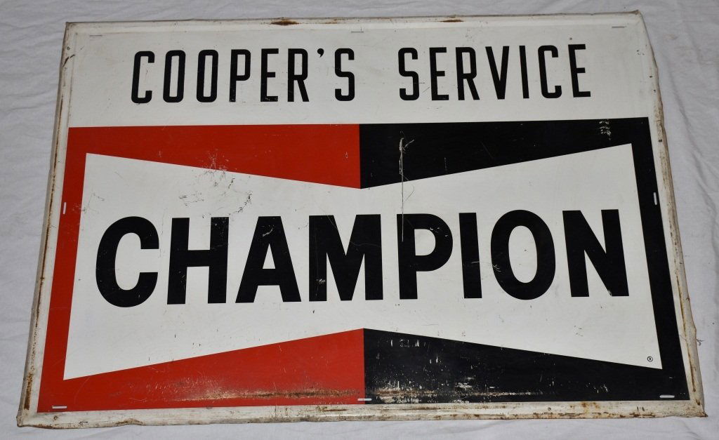 59"x42" CHAMPION SPARK PLUGS TIN SIGN (1 of 2)