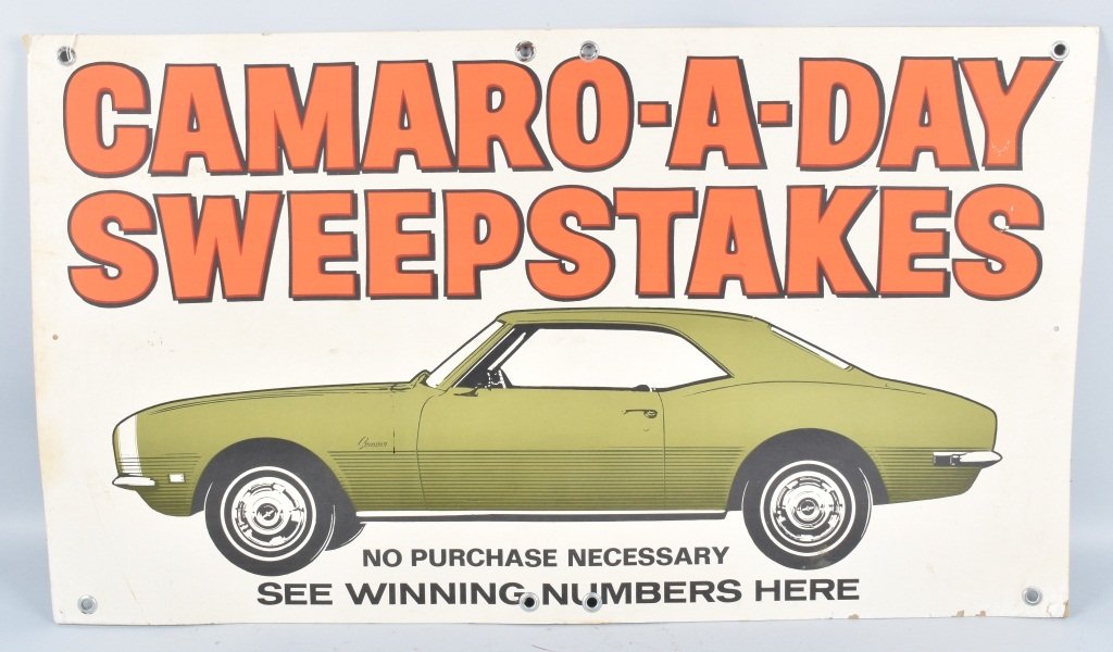 1960's SINCLAIR OIL CAMARO-A-DAY ADVERTISING SIGN (1 of 3)