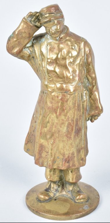 ETIENNE FORESTIER 1909 , RADIATOR CAP MASCOT: Measures 6 1/2" high and is made of cast brass, nicely marked and dated 1909. Excellent