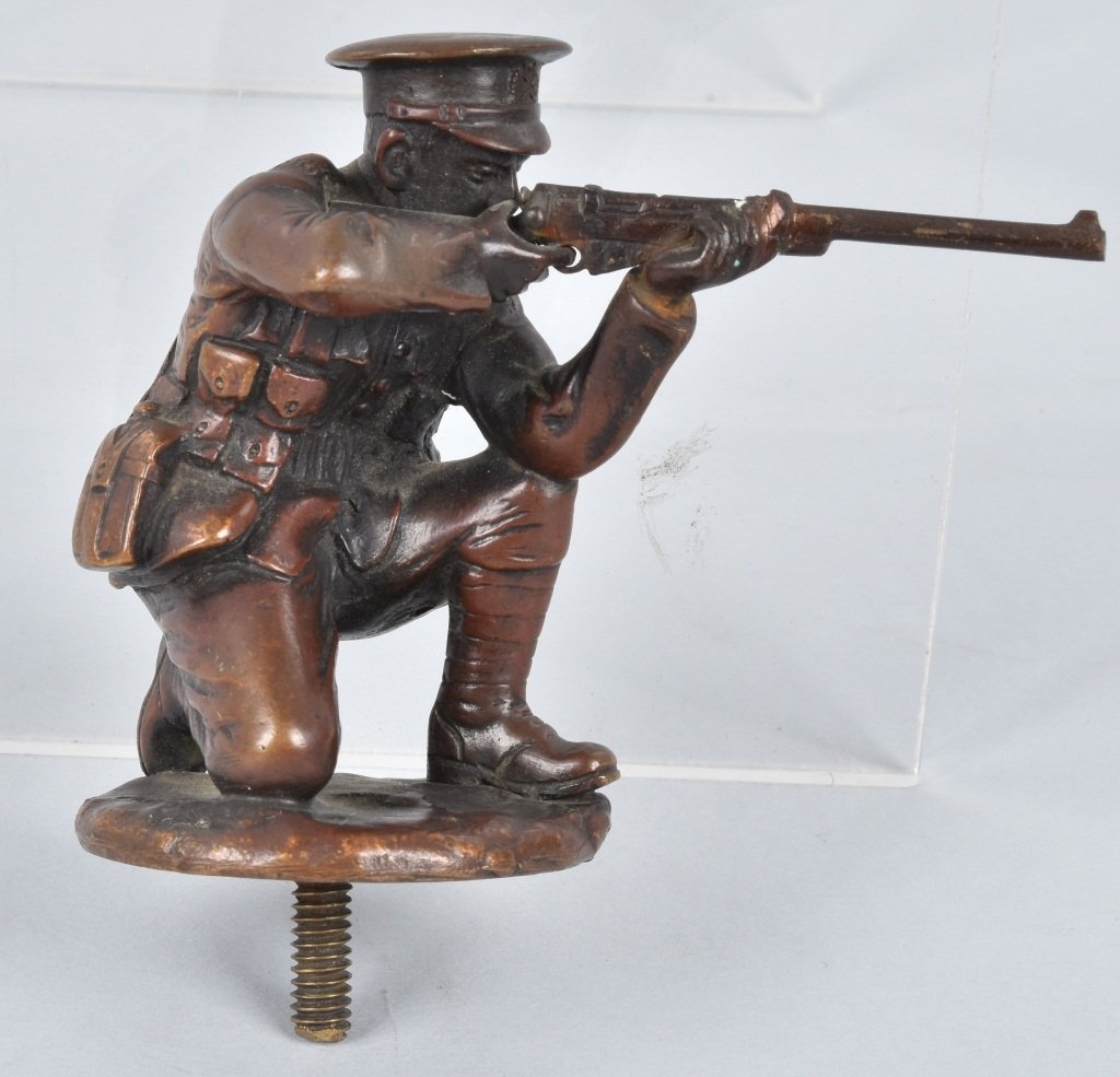 SOLDIER BRONZE 1915 , RADIATOR CAP MASCOT, VINTAGE (1 of 5)
