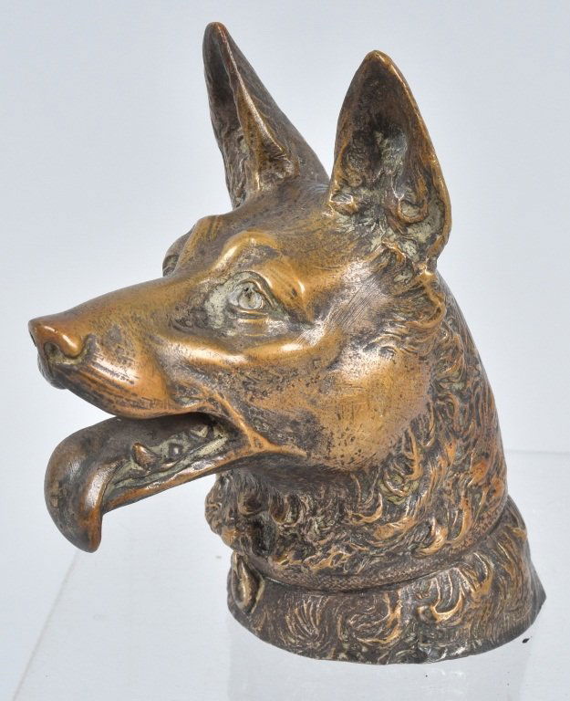RIN TIN TIN, BRONZE RADIATOR CAP MASCOT, VINTAGE (1 of 5)