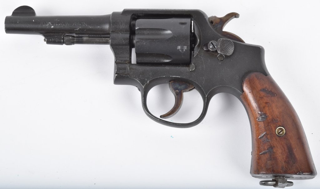 SMITH & WESSON VICTORY MODEL, .38 REVOLVER: SN270188, 4" barrel with very good bore, strong double action, parkerized finish with wood grips. Very Good-Excellent*