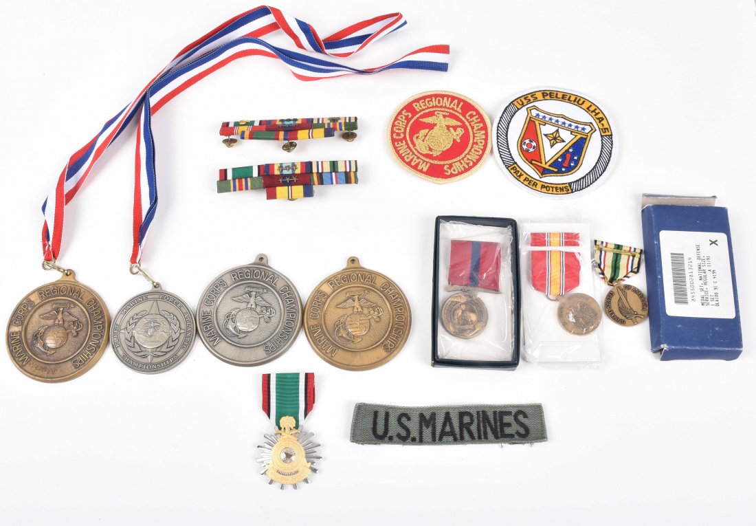 MARINE CORPS GROUPING, DESERT STORM, MEDALS ETC: Nice grouping of Combat awards, Sports medals, and more. Excellent