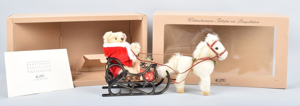 STEIFF CHRISTMAS SLEIGH W/ SANTA TEDDY & PONY NMIB (1 of 7)
