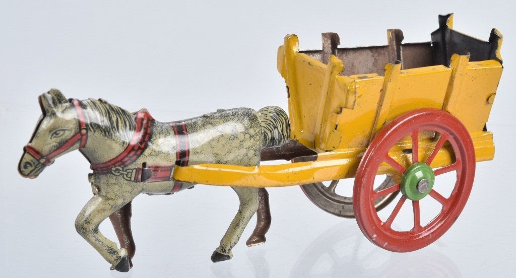 GERMAN PENNY TOY HORSE PULLING WAGON (1 of 4)