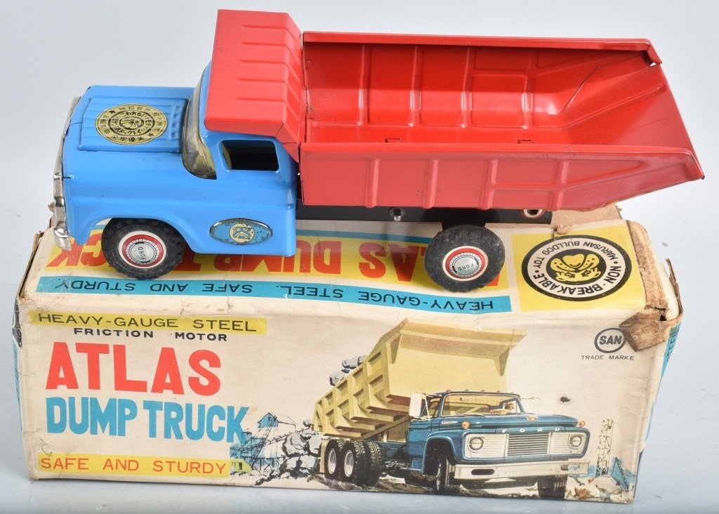 JAPAN Tin Friction FORD DUMP TRUCK w/ BOX (1 of 9)