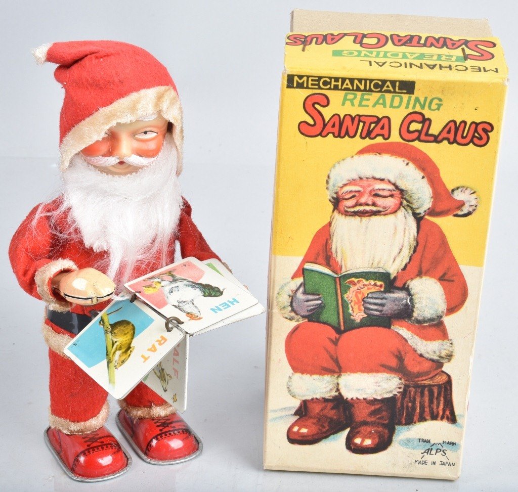 JAPAN Windup READING SANTA CLAUS w/ BOX (1 of 6)