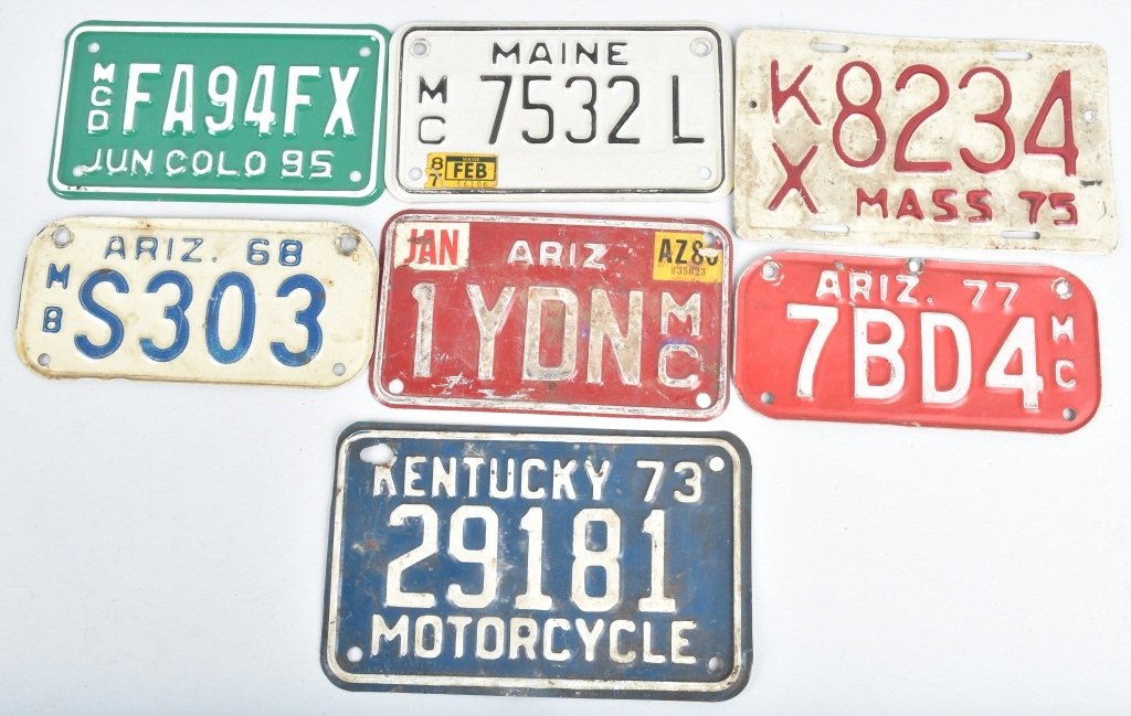 LOT OF 7 MISC. USA MOTORCYCLE LICENSE PLATES (1 of 4)