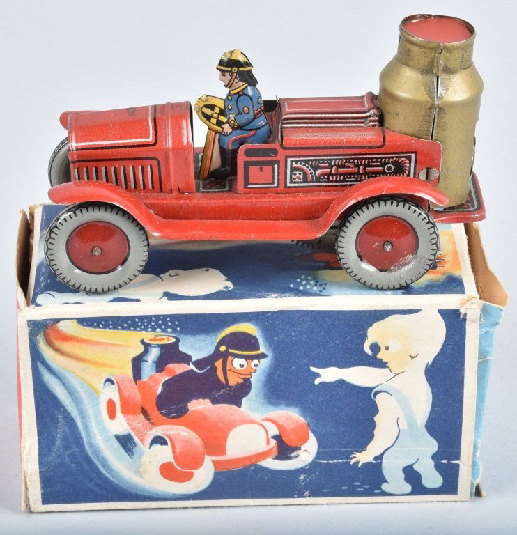 ARNOLD Tin Windup BOILER FIRE TRUCK w/ BOX (1 of 7)
