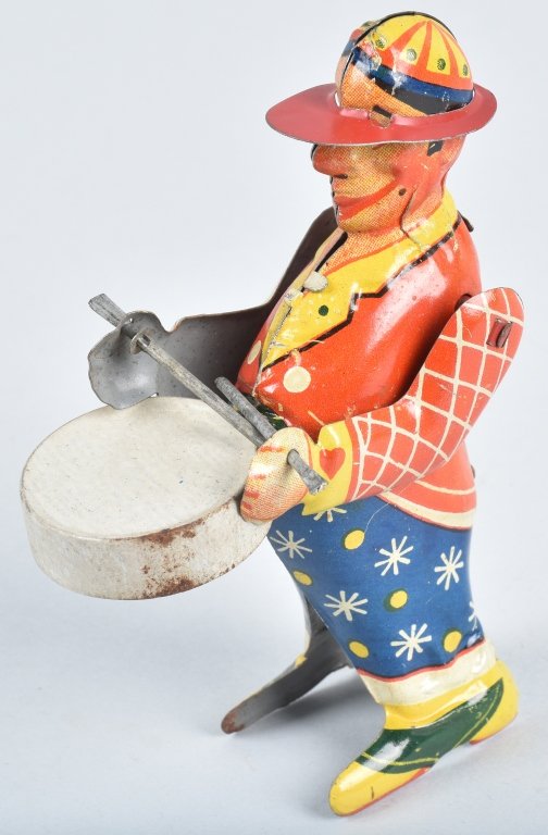 GERMAN Tin Windup CLOWN DRUMMER (1 of 4)