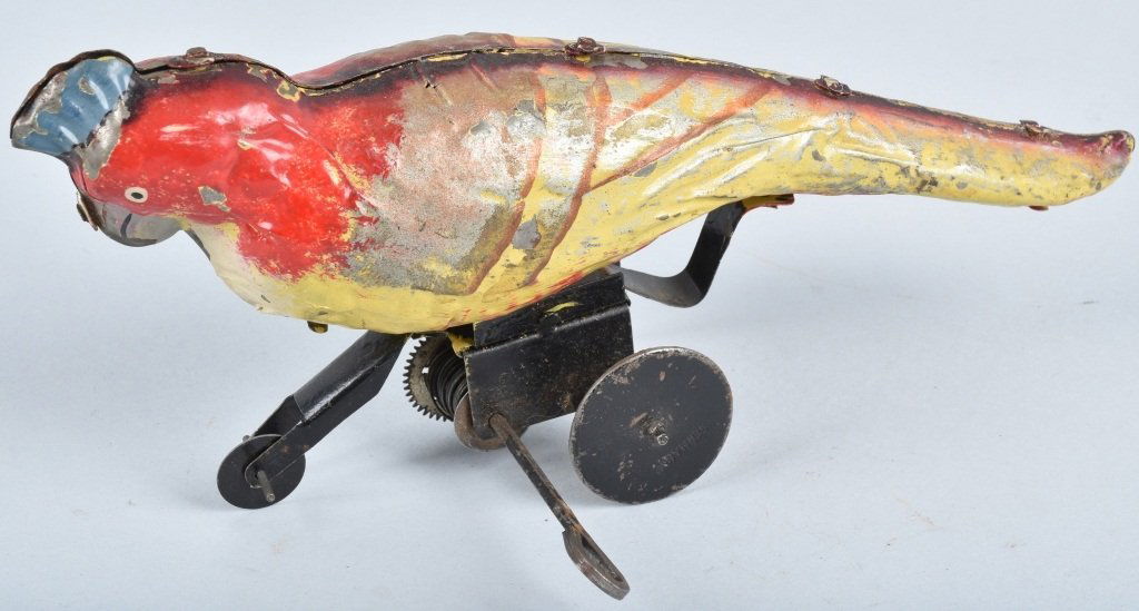 GERMAN Hand painted Tin PARROT (1 of 5)