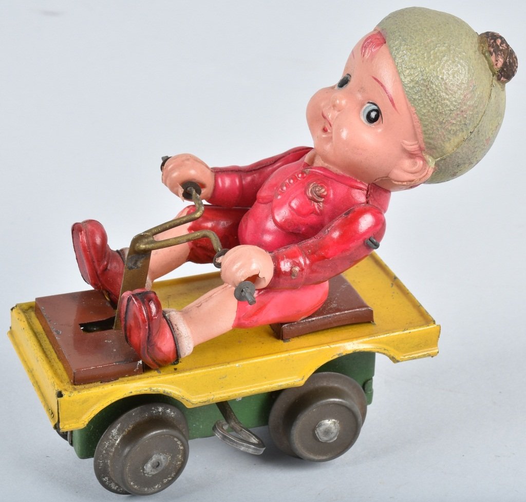JAPAN Tin & Celluloid Windup BOY ON IRISH MAIL (1 of 4)