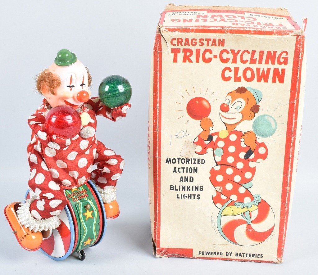 CRAGSTAN Battery Op TRIC-CYCLING CLOWN w/BOX (1 of 6)