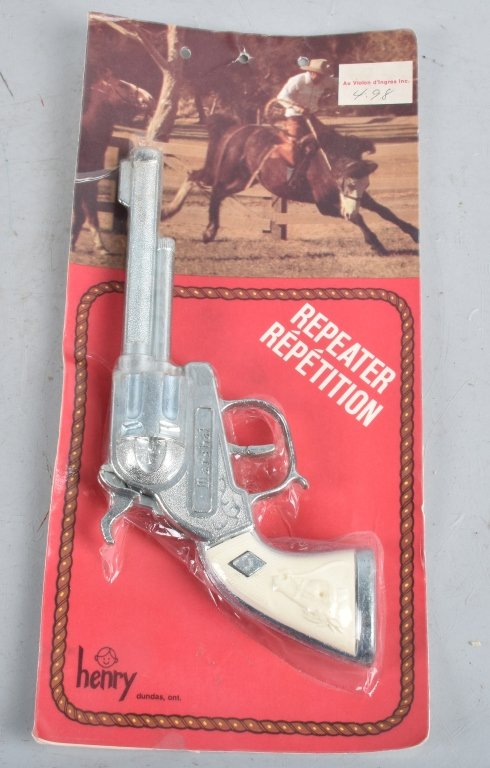 HENRY MARSHALL CAP GUN MOC: New Old Stock sealed on the card. 9" Near Mint