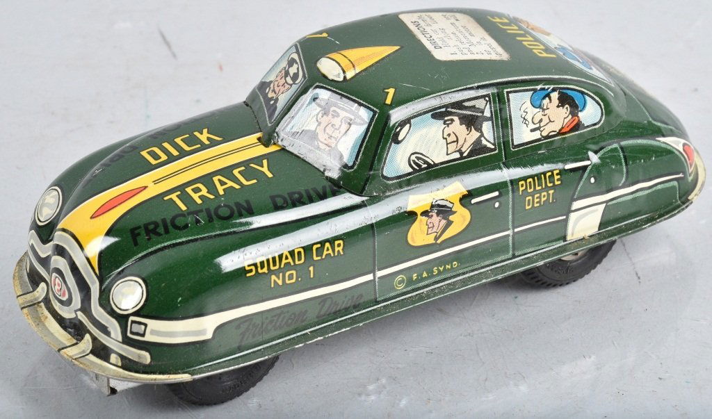 6 1/2 MARX Tin Friction DICK TRACY SQUAD CAR (1 of 5)