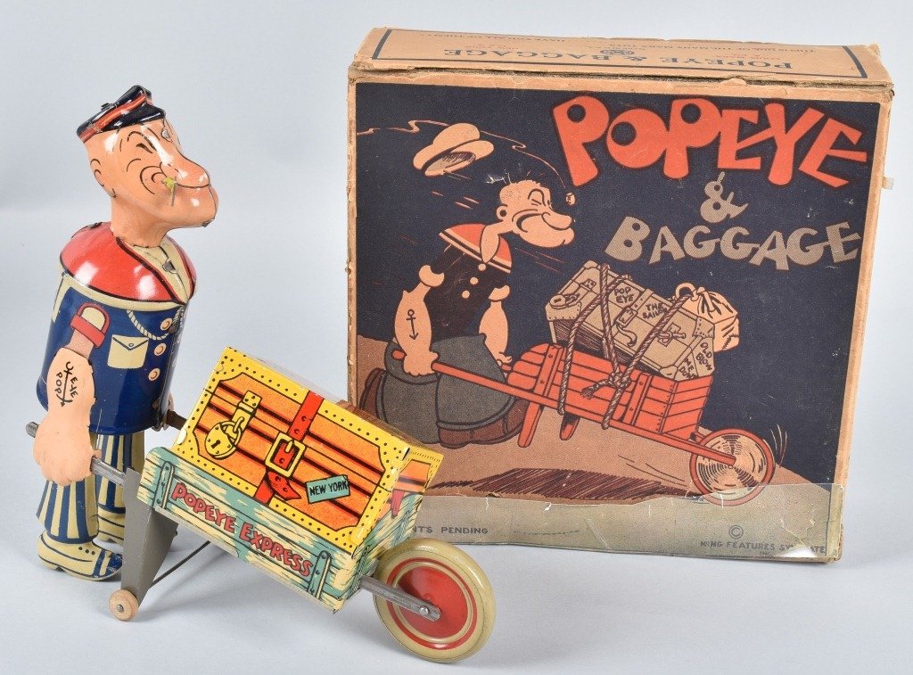 MARX Tin Windup POPEYE & BAGGAGE w/ BOX (1 of 9)