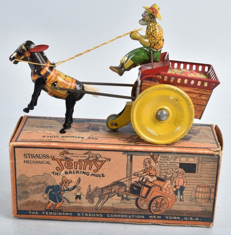 STRAUSS Tin Windup JENNY THE BALKING MULE w/BOX (1 of 7)