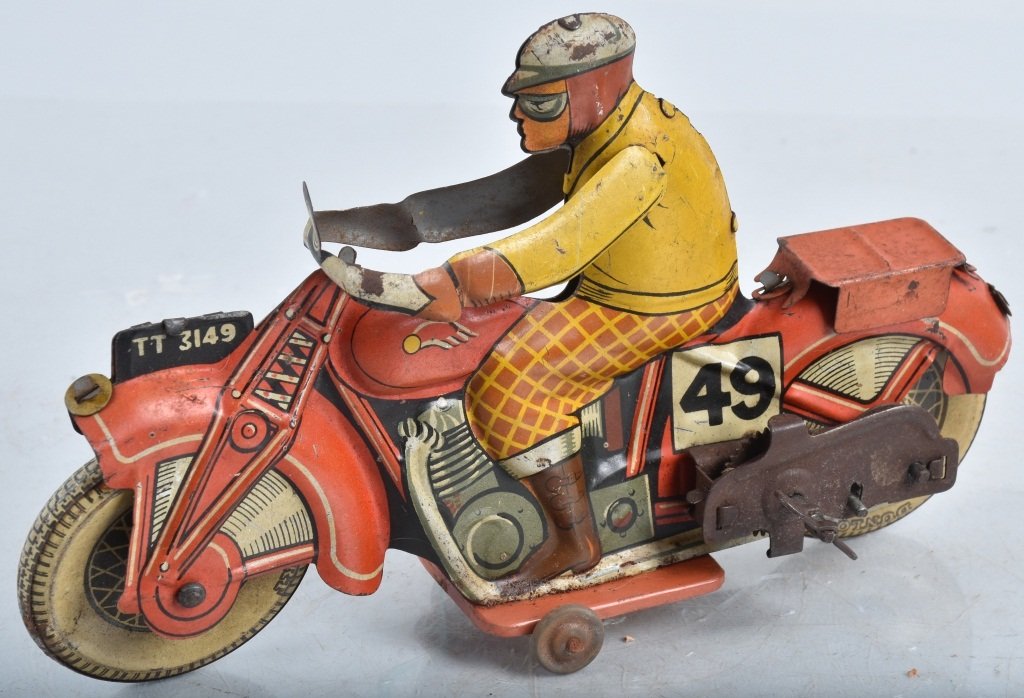 ENGLISH Tin Windup #49 RACING MOTORCYCLE (1 of 4)