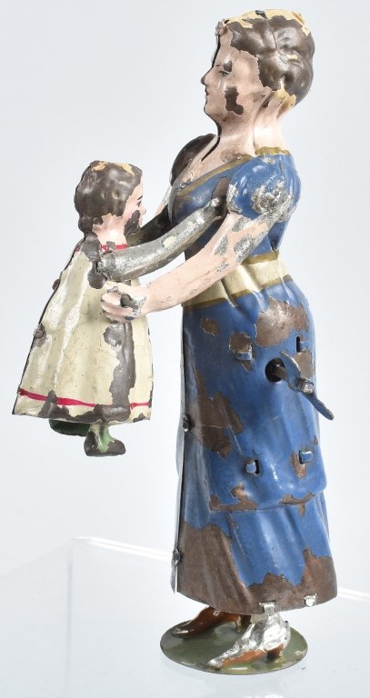 GERMAN Painted Tin Windup WOMAN & TODDLER (1 of 6)