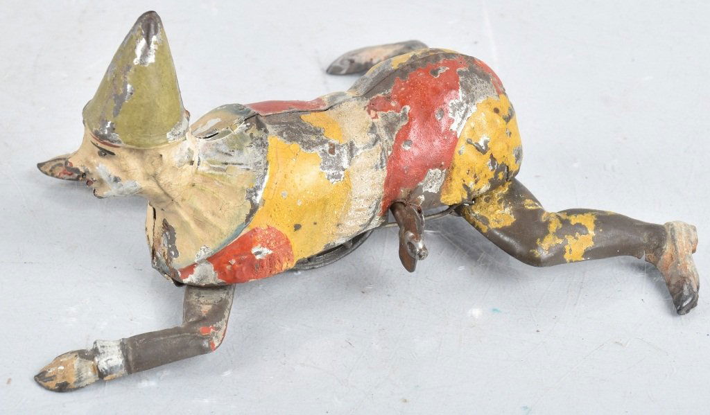GERMAN Painted Tin Windup CRAWLING CLOWN (1 of 6)