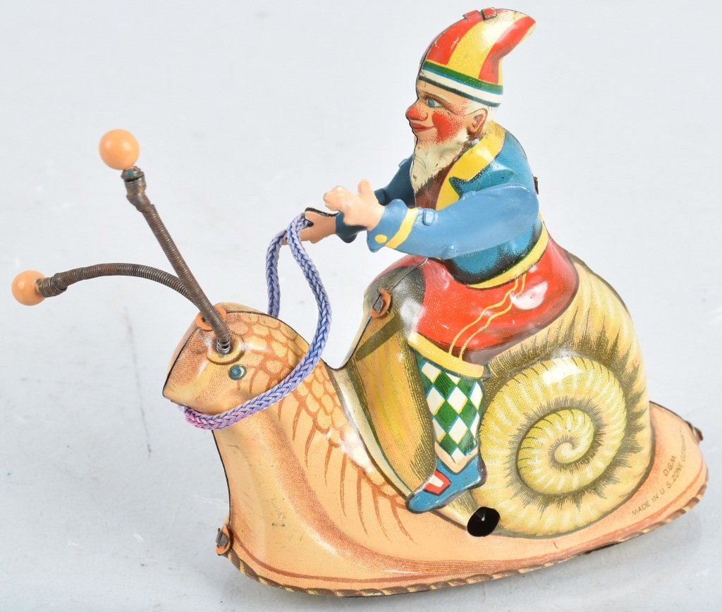 US ZONE GERMANY Tin Windup GNOME ON SNAIL (1 of 4)