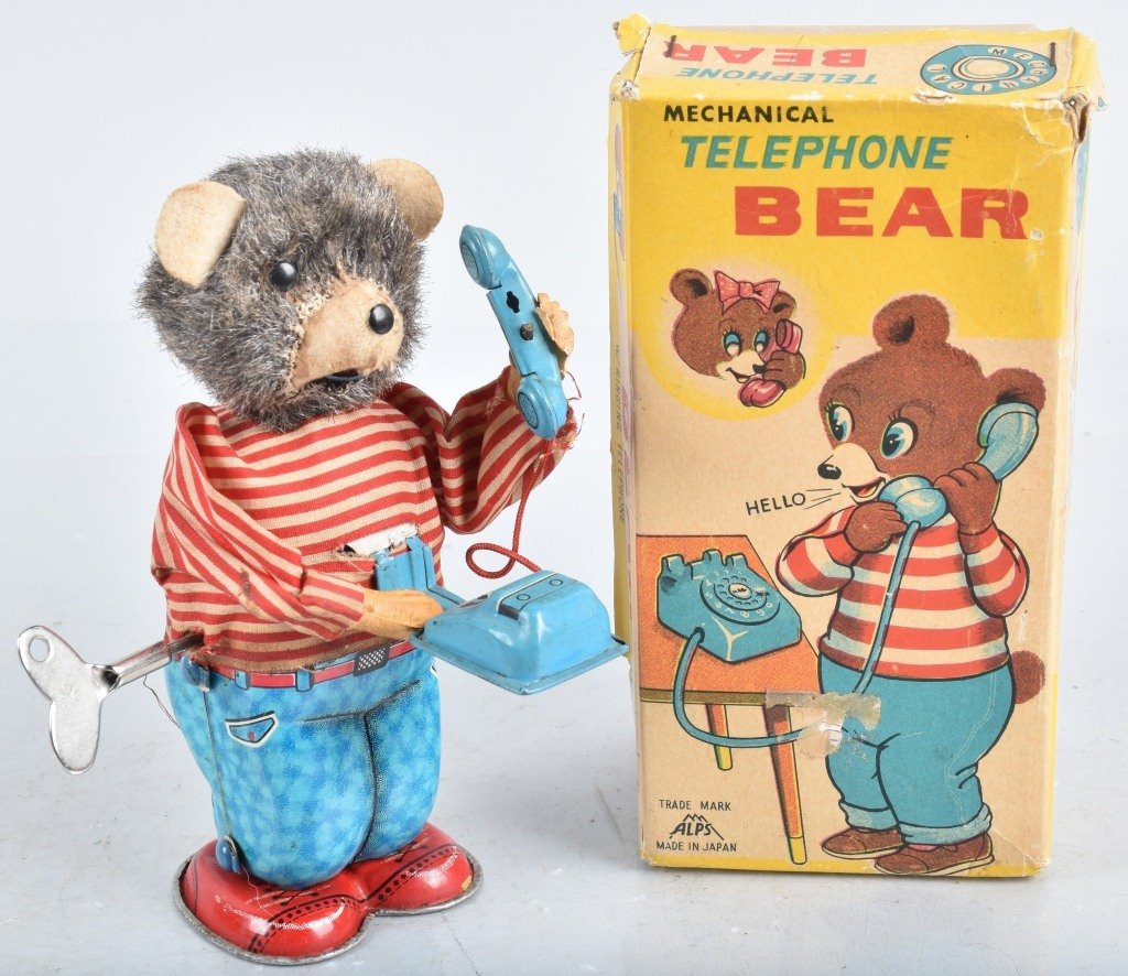 JAPAN Windup TELEPHONE BEAR w/ BOX (1 of 5)