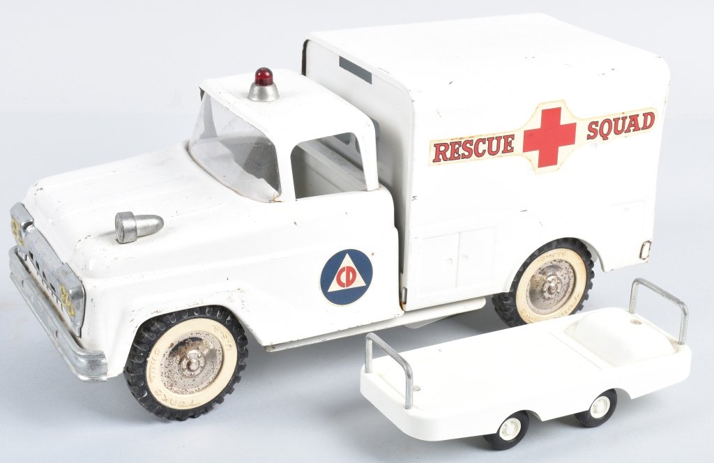 TONKA Pressed Steel CD RESCUE SQUAD: All original with nice paint. 12" Excellent