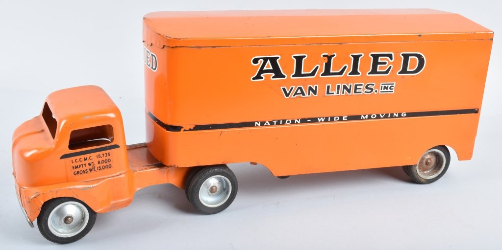 TONKA Pressed Steel ALLIED VAN LINES SEMI TRUCK: All original with nice paint. 22" Excellent