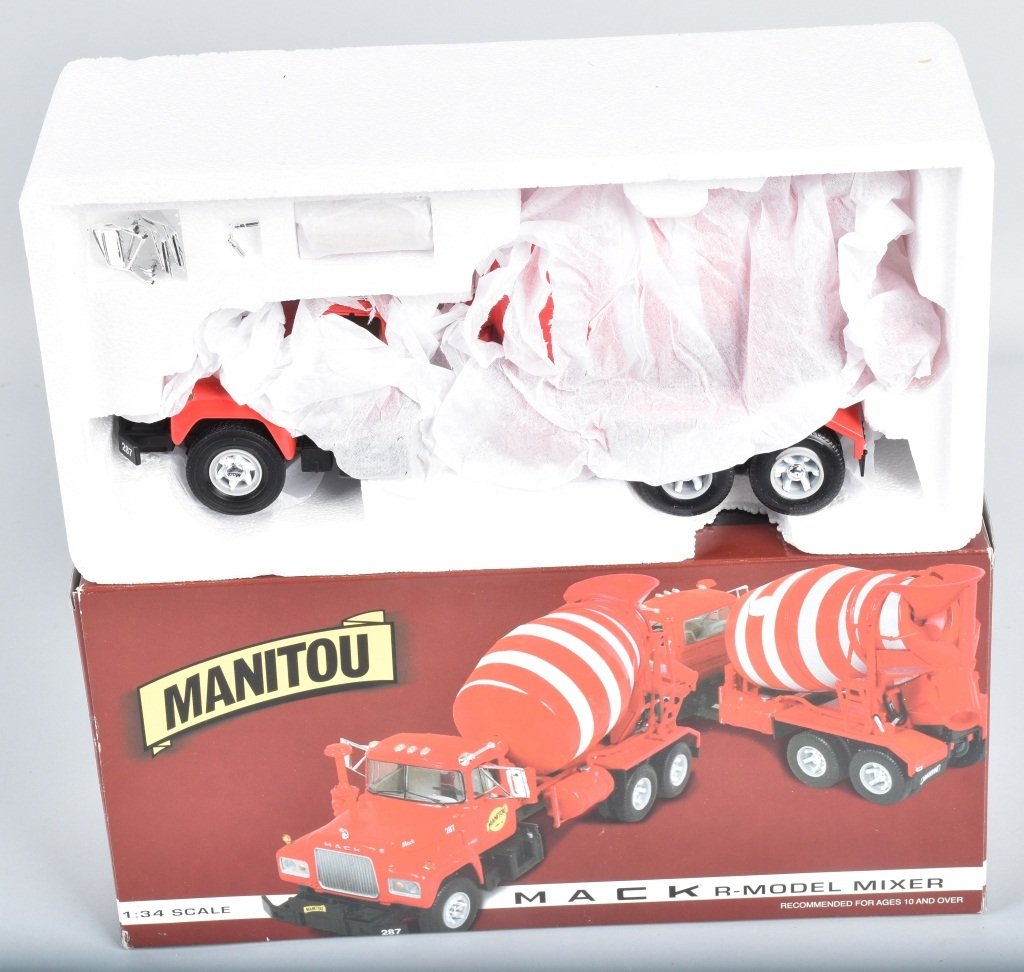 FIRST GEAR MANITOU MACK CEMENT MIXER MIB: Mint sealed in the box. 12" Excellent-Near Mint