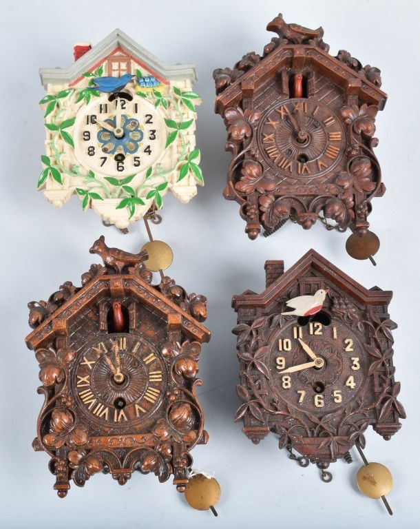 4-MINIATURE ANIMATED CUCKOO CLOCKS, LUX (1 of 4)