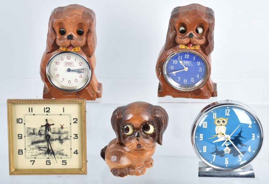 4-ANIMATED NOVELTY CLOCKS & BLINKING DOG (1 of 4)