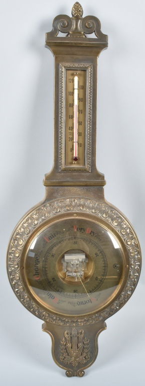 GERMAN CAST BRASS BAROMETER / THERMOMETER (1 of 6)
