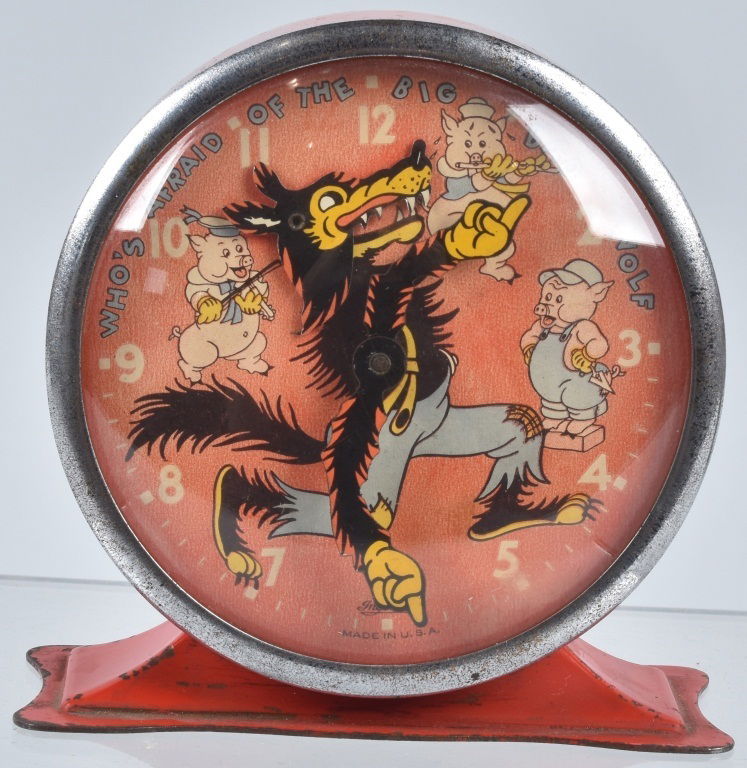 INGERSOL  ANIMATED BIG  BAD WOLF ALARM CLOCK (1 of 3)