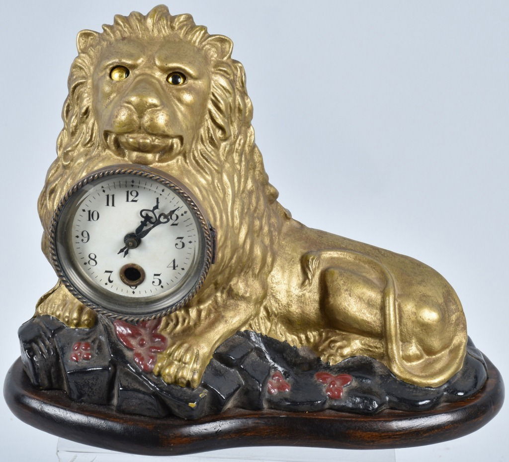 BRADLEY and HUBBARD BLINKING EYE LION CLOCK (1 of 4)