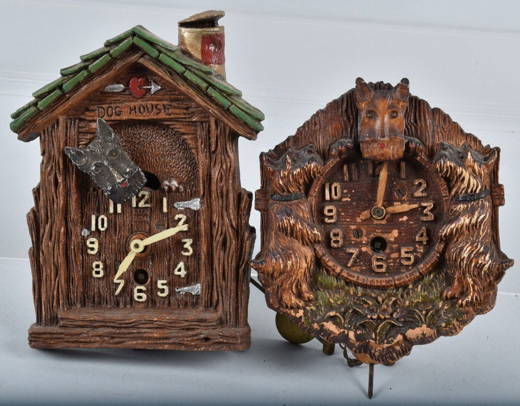 2-LUX NOVELTY SCOTTIE DOG CLOCKS (1 of 4)