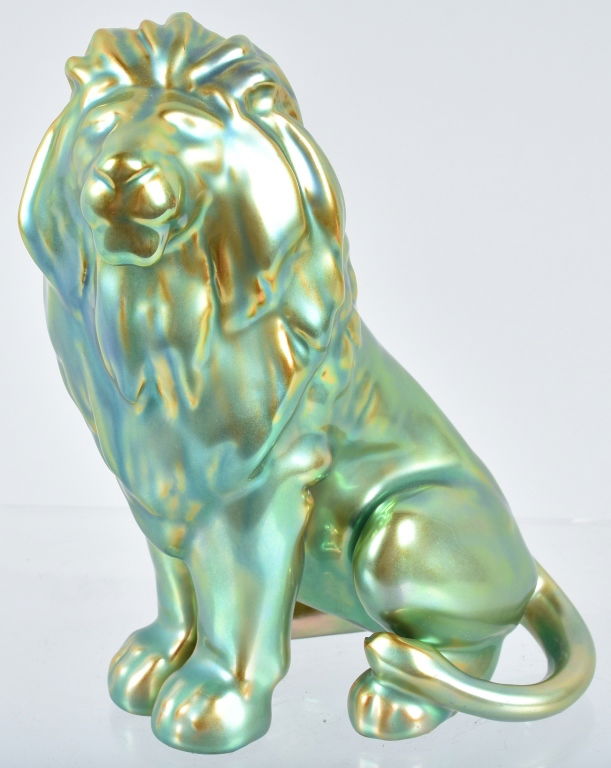 ZSOLNAY EOSIN LION FIGURINE w/ TAG (1 of 5)