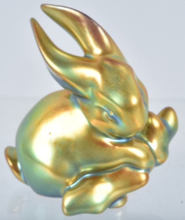 ZSOLNAY EOSIN RABBIT FIGURINE (1 of 4)