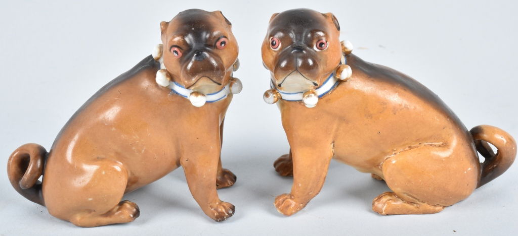 2-GERMAN 19TH CENTURY  PORCELAIN PUG DOGS (1 of 6)