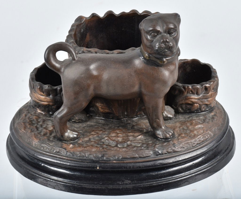 GERMAN CERAMIC PUG DOG DESK SET, VINTAGE (1 of 7)
