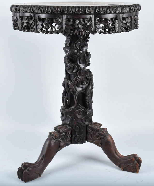 CHINESE EXPORT MARBLE TOP TABLE, VINTAGE (1 of 8)