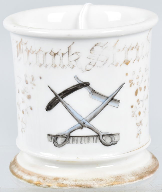 ANTIQUE OCCUPATIONAL SHAVING MUG "BARBER" (1 of 3)