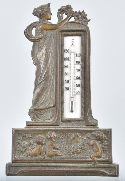 CAST BRASS FIGURAL THERMOMETER, VINTAGE (1 of 5)
