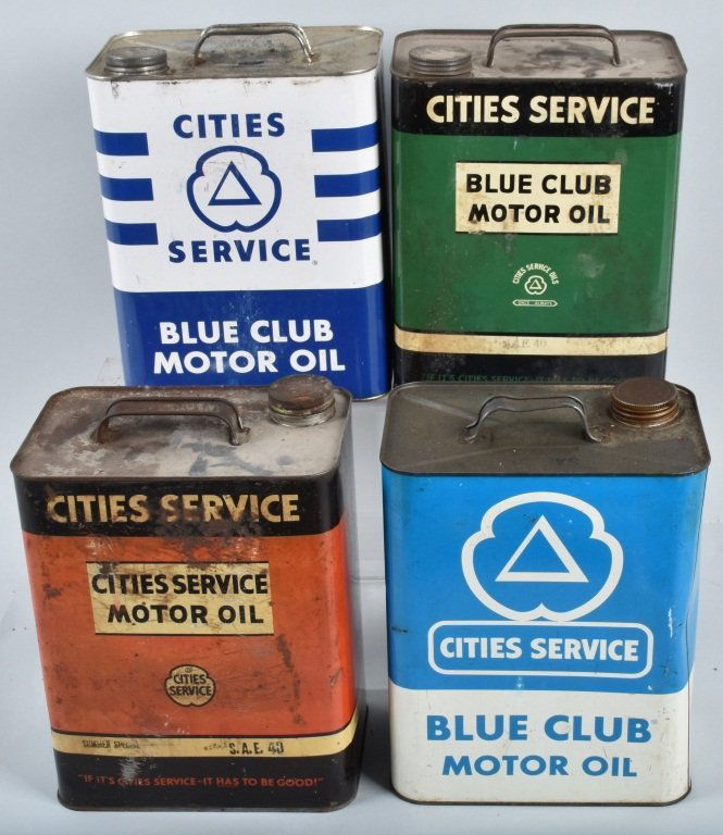 4- VINTAGE CITIES SERVICE 2 GAL OIL CANS (1 of 5)