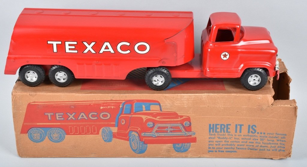 BUDDY L Pressed Steel TEXACO TANK TRUCK w/ BOX (1 of 7)