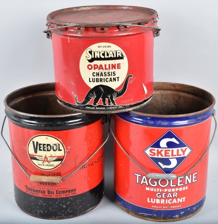3- VINTAGE GREASE & OIL PAILS (1 of 4)