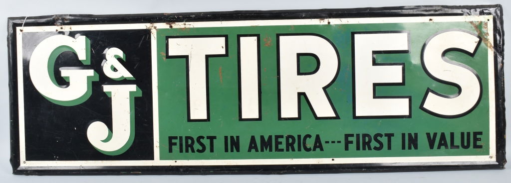 VINATGE G&J TIRES TIN SIGN (1 of 4)
