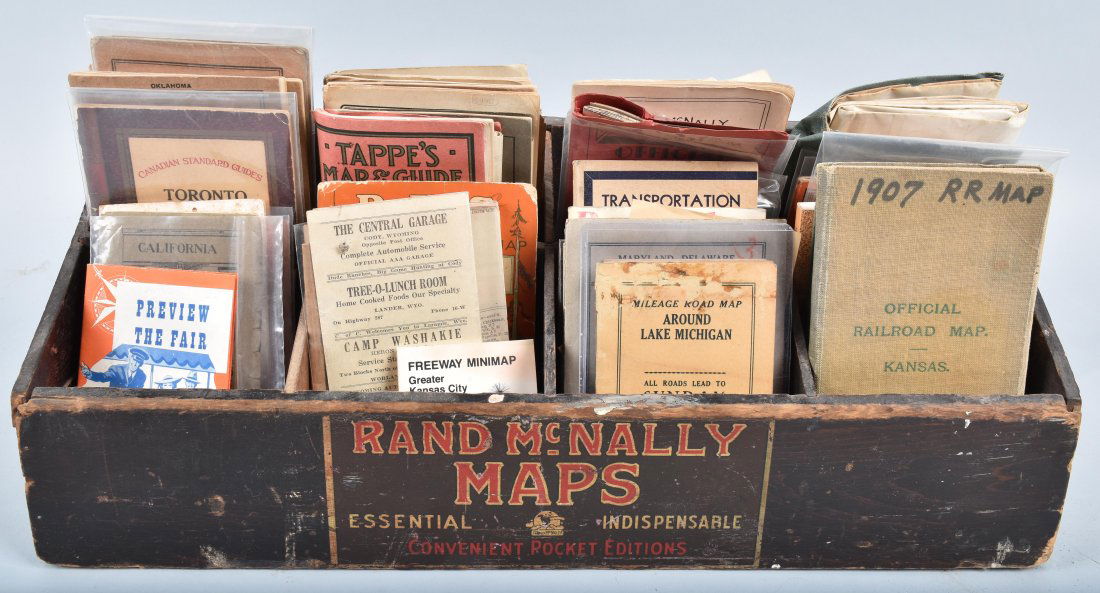 VINTAGE RAND McNALLY MAP DISPLAY w/ MAPS (1 of 3)
