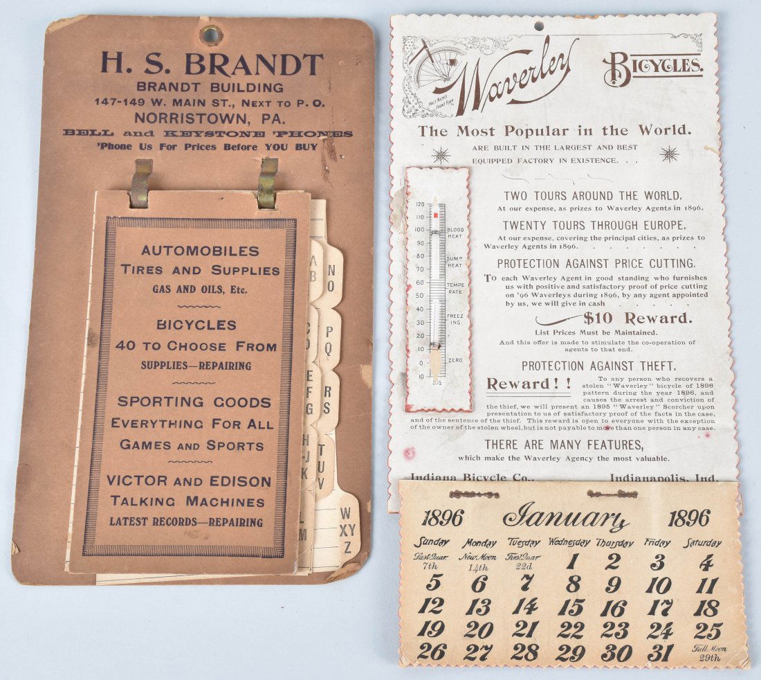 1896 WAVERLY BICYCLE CALENDAR and MORE (1 of 6)