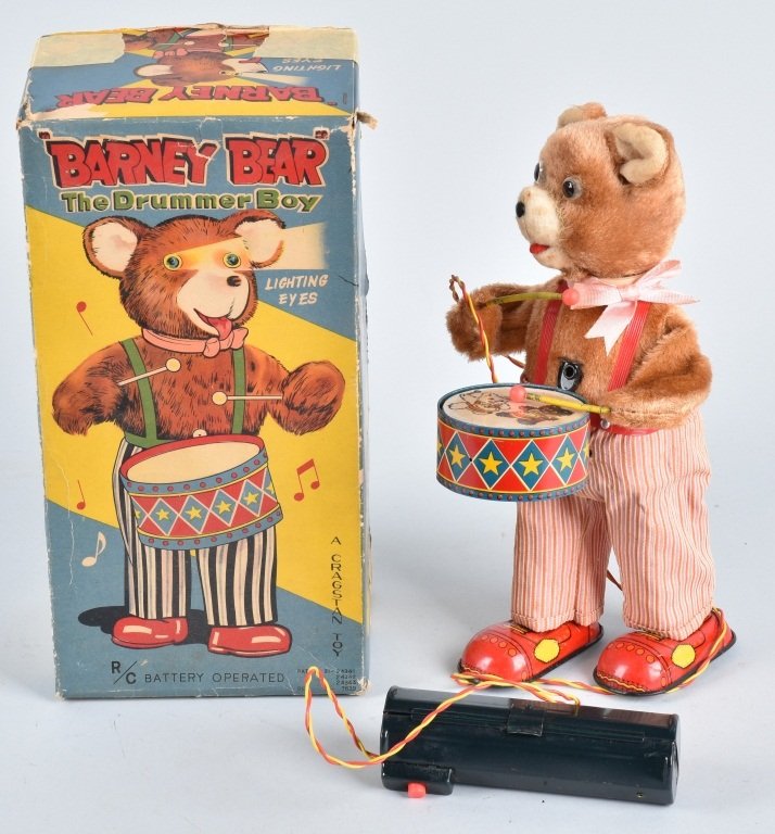 JAPAN Battery Op BARNEY BEAR DRUMMER w/ BOX (1 of 6)