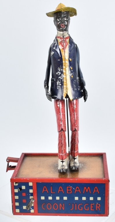 LEHMANN Tin Windup OH MY ALABAMA COON JIGGER: Great Lehmann toy made in Germany. All original with great colors. Arms are original. Works. 10" Excellent